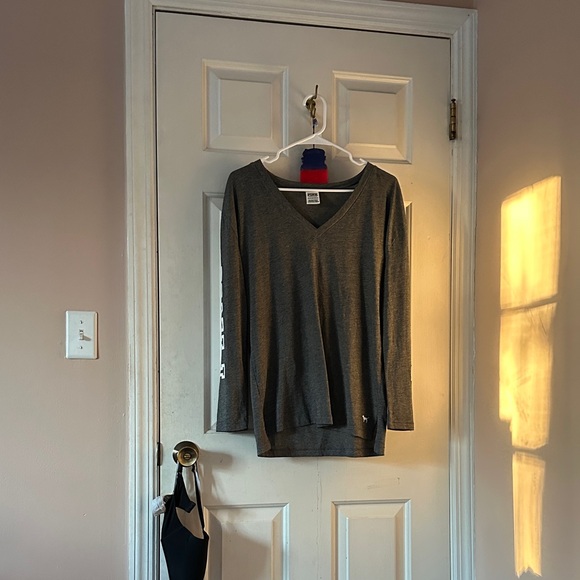 Victoria's Secret Tops - Victoria's Secret Long-Sleeve V-Neck Top - Charcoal Gray